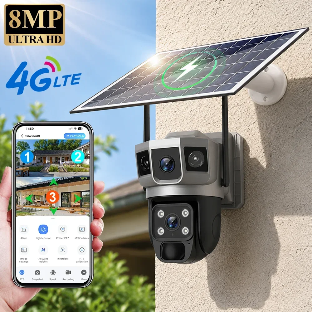 Home Security Diy - Kamera V380 4K z trzema ekranami,