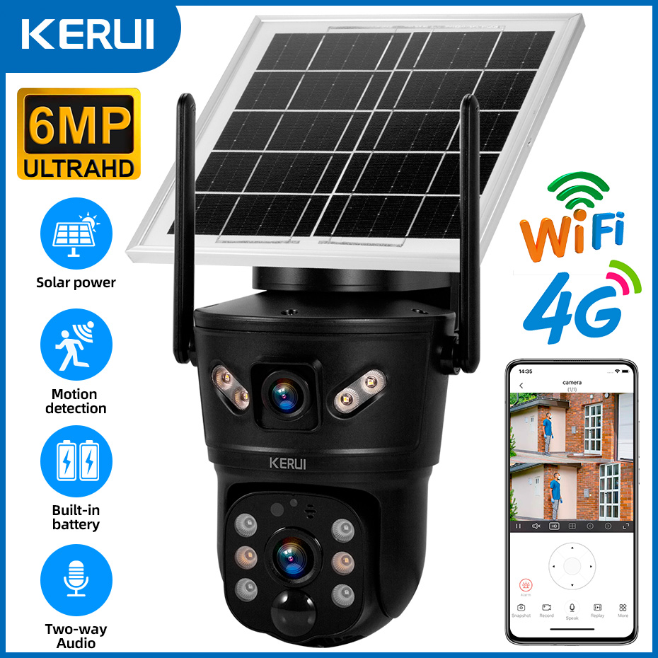 Home Security Video - KERUI Zewnętrzna kamera słoneczna 6MP 4G