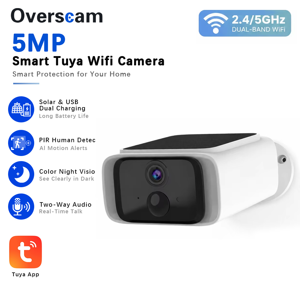 Home Security Diy - Kamera bezpieczeństwa Tuya 5MP zasilana energią