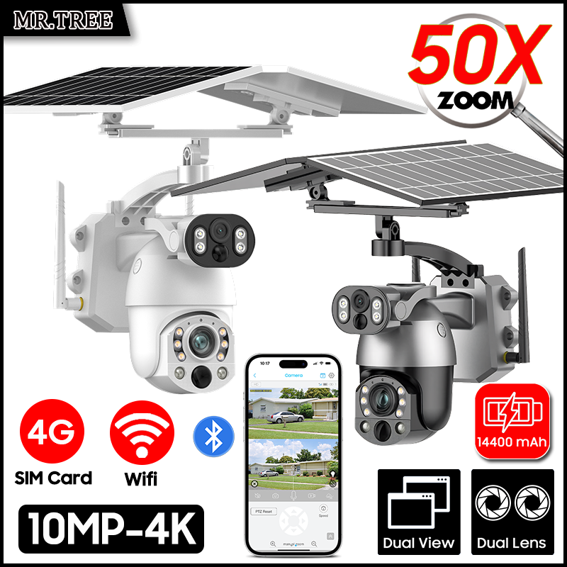 Camera Solar Wireless - 4K 50X Zoom optyczny Podwójny obiektyw