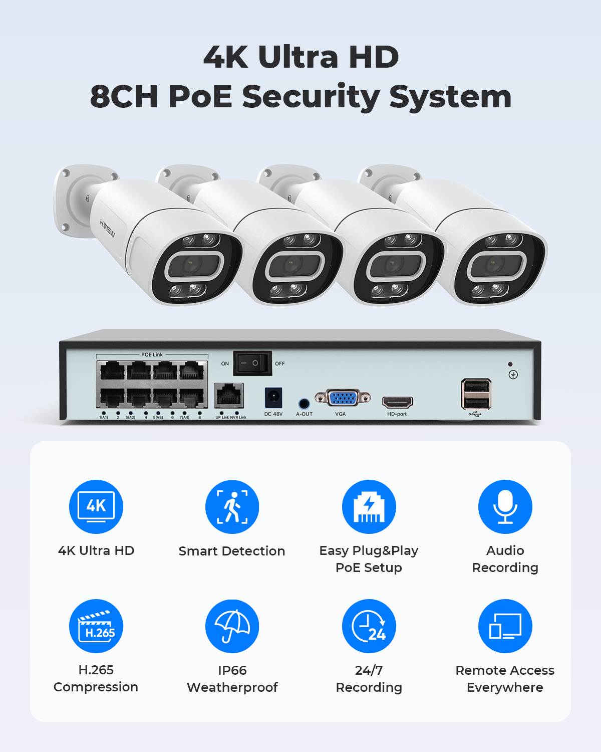 H.View 4K 5Mp 8Mp Poe CCTV Sys – Home Security Video recenzja i cena